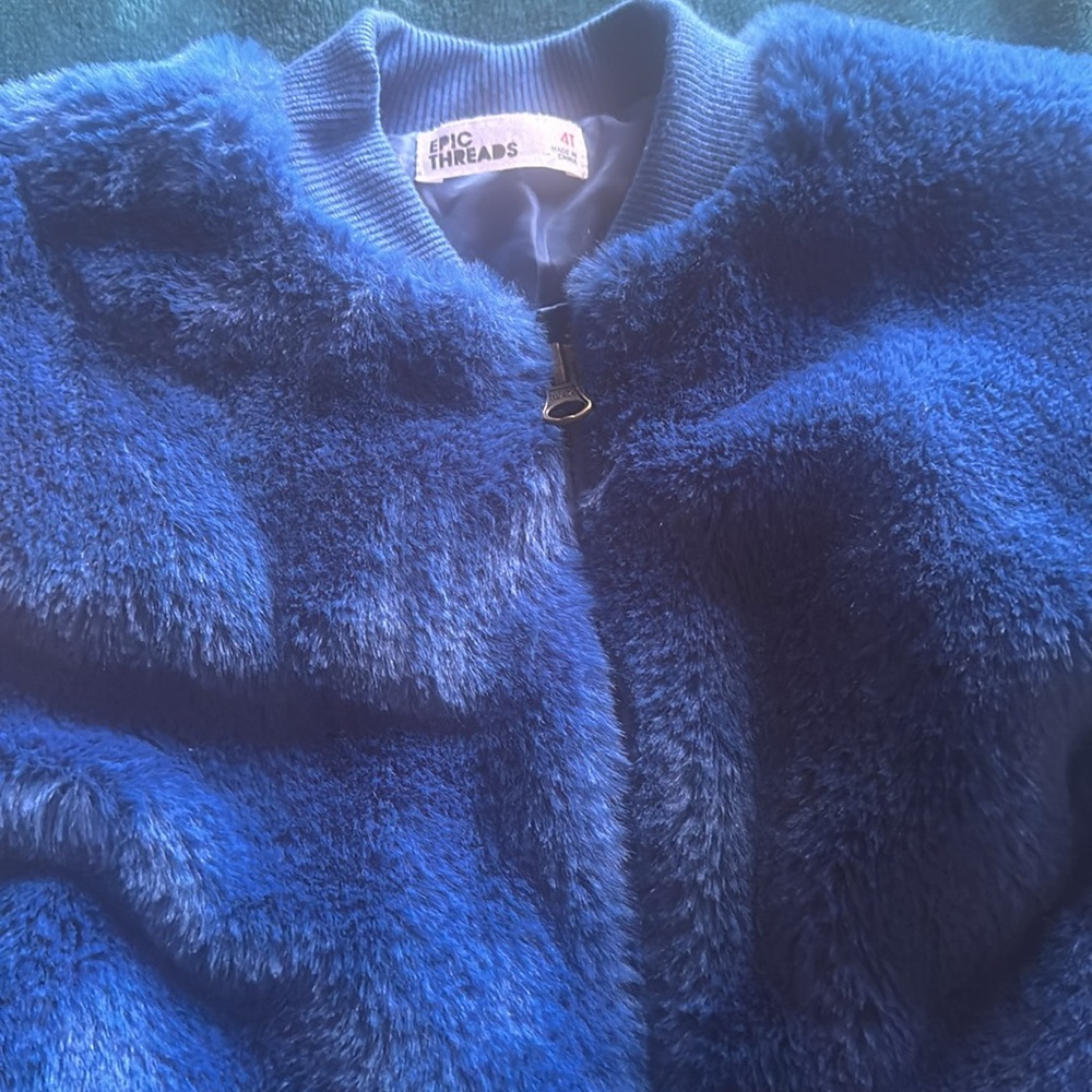 Blue furry toddler girl coat - Picture 2 of 3